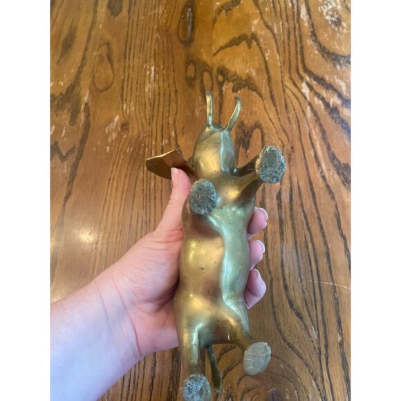 Vintage Solid Brass Elephant Figurine With Raised Trunk - Picture 5 of 6